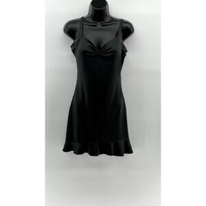 CEDUXION Women's Charcoal Gray Vintage 90's V-Neck Mini Dress SZ M